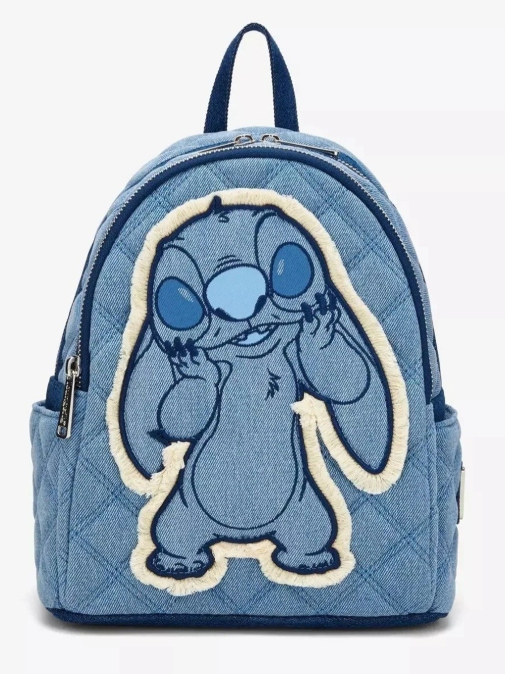 Loungefly Disney HT Stitch Denim Patchwork Mini Backpack